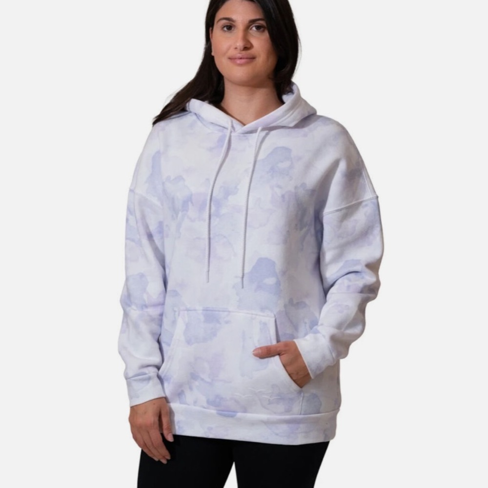 Lazy Pants size L women’s cozy watercolor print design hoodie blue white NWOT!